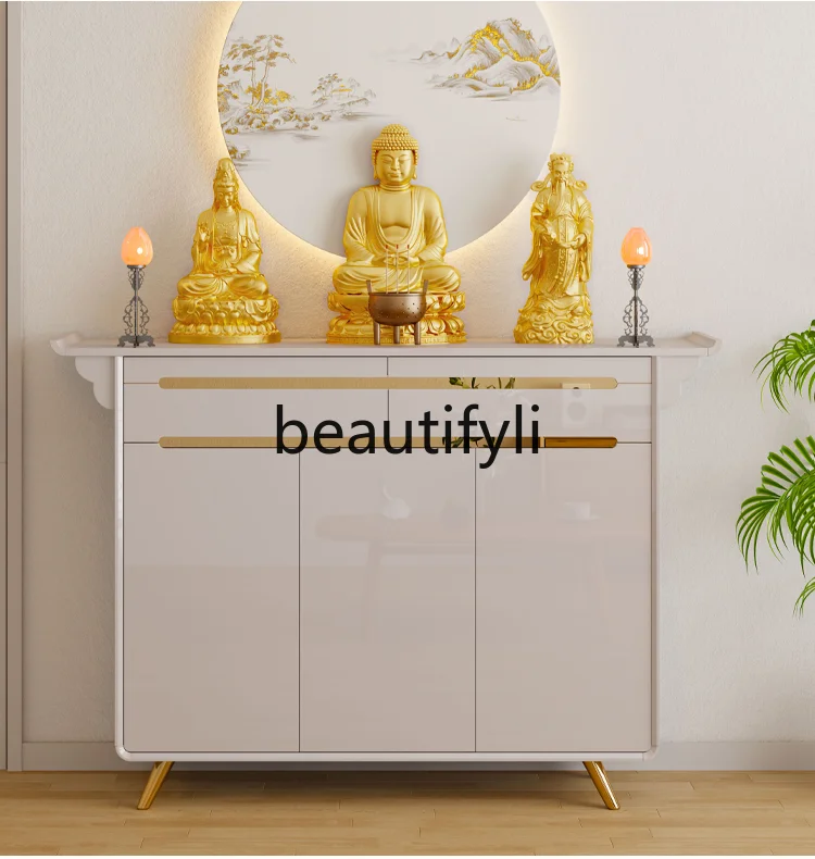 Modern light luxury offering casket new Chinese vertical cabinet simple God of Wealth offering table Shentai cabinet Gong Tai