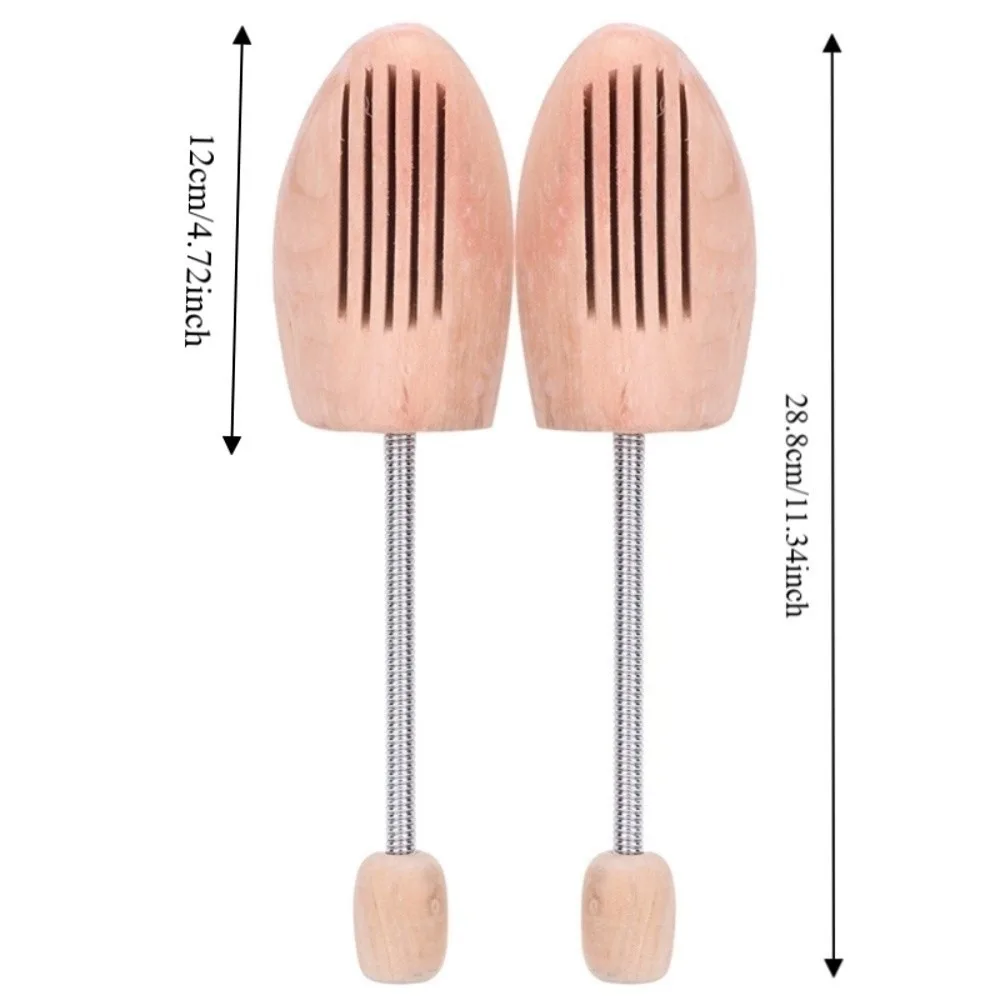 2pcs Shoe Keeper Wood Material Wood Shoe Trees Spring Column Anti Deformation Shoe Stretcher Adjustable Shoe Last For Sneakers