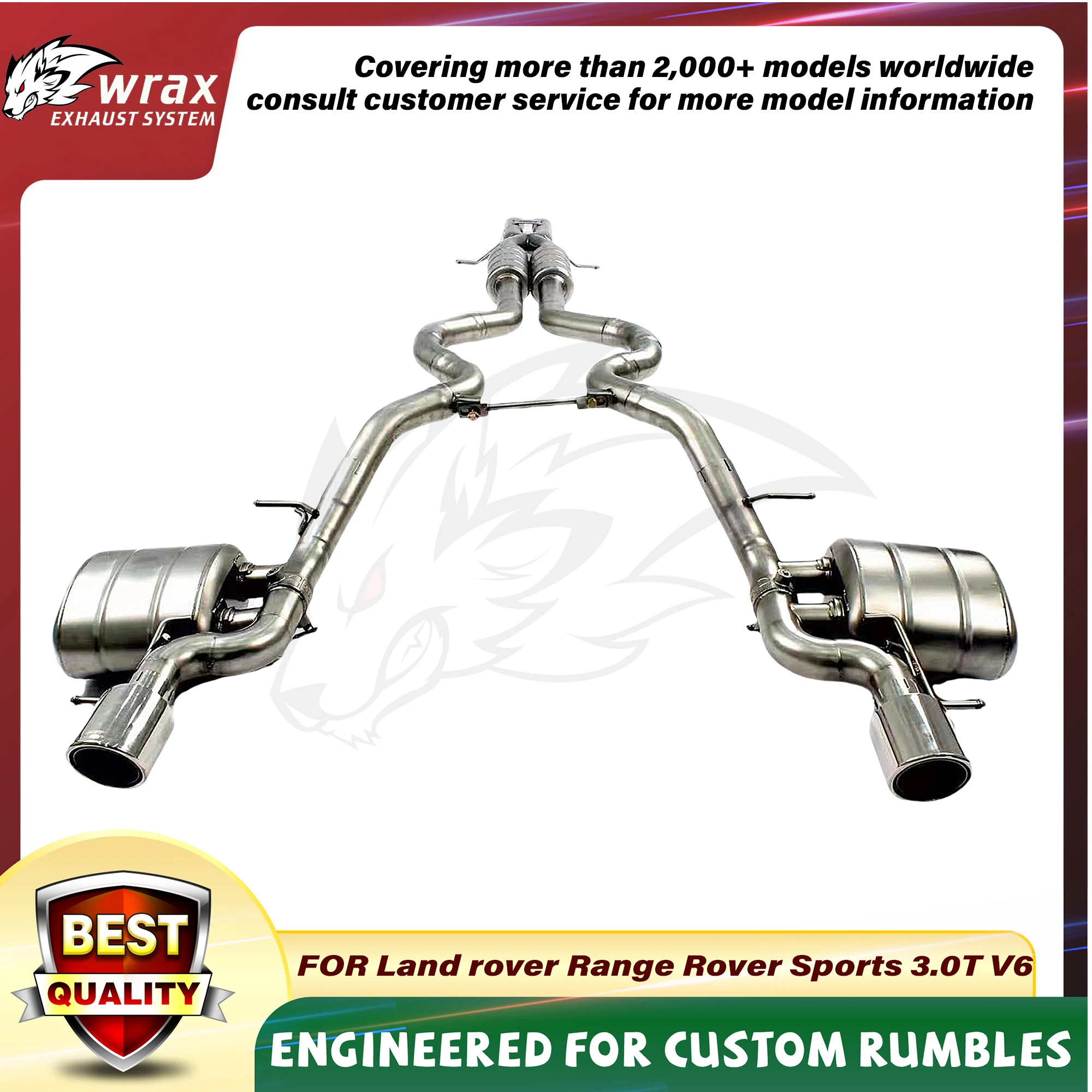 

WRAX Exhaust System for Land rover Range Rover Sports 3.0T V6 2013-2018 SS304/Titanium Alloy Valve Catback Support Customization
