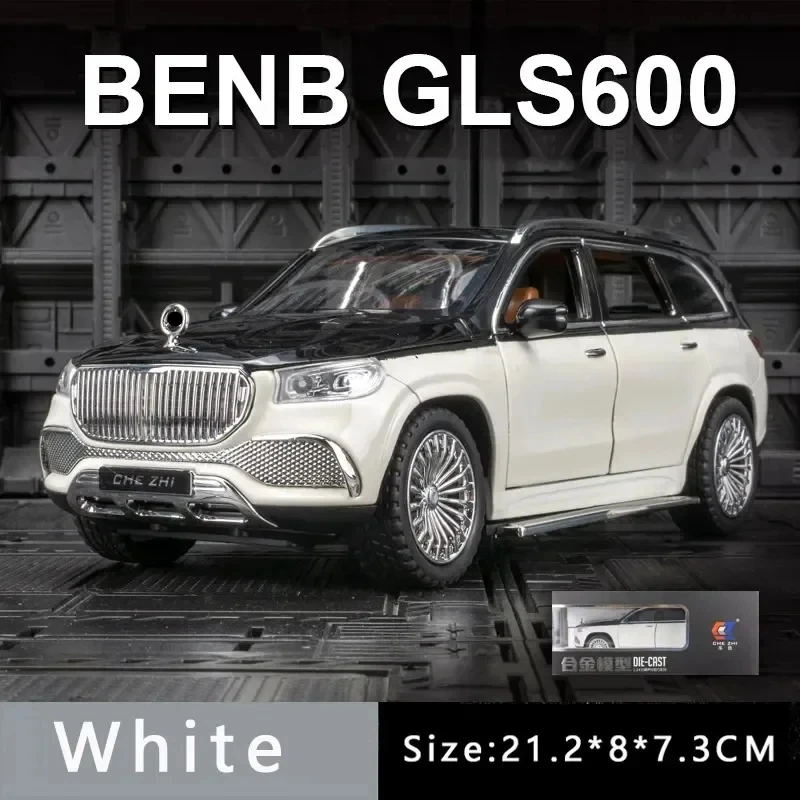 1:24 Alloy Car Model Sound And Light Pull Back Toy Car Suv Off-Road Vehicle Boy Collection Decoration for Benz Maybach Gls600