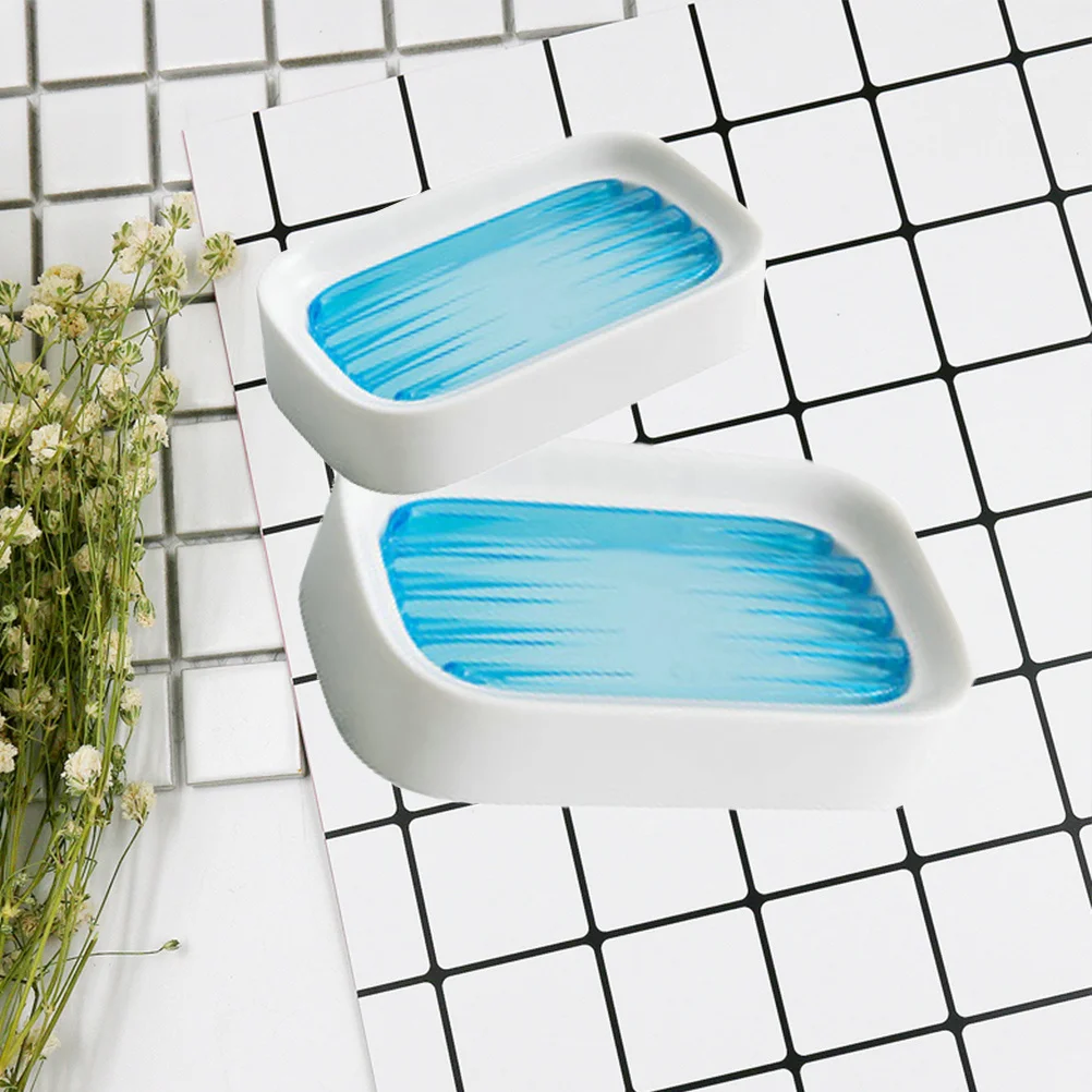 

Double Layer Soap Box Drain Design No Tools Needed For Bathroom Shower Kitchen Blue Soap Dish Holder Tray
