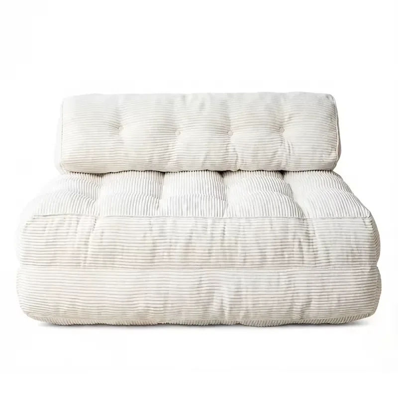 ODM Cream Style Modern Minimalist Frameless Single Compression Lazy Sofa, Flannel Bedroom Leisure Chair