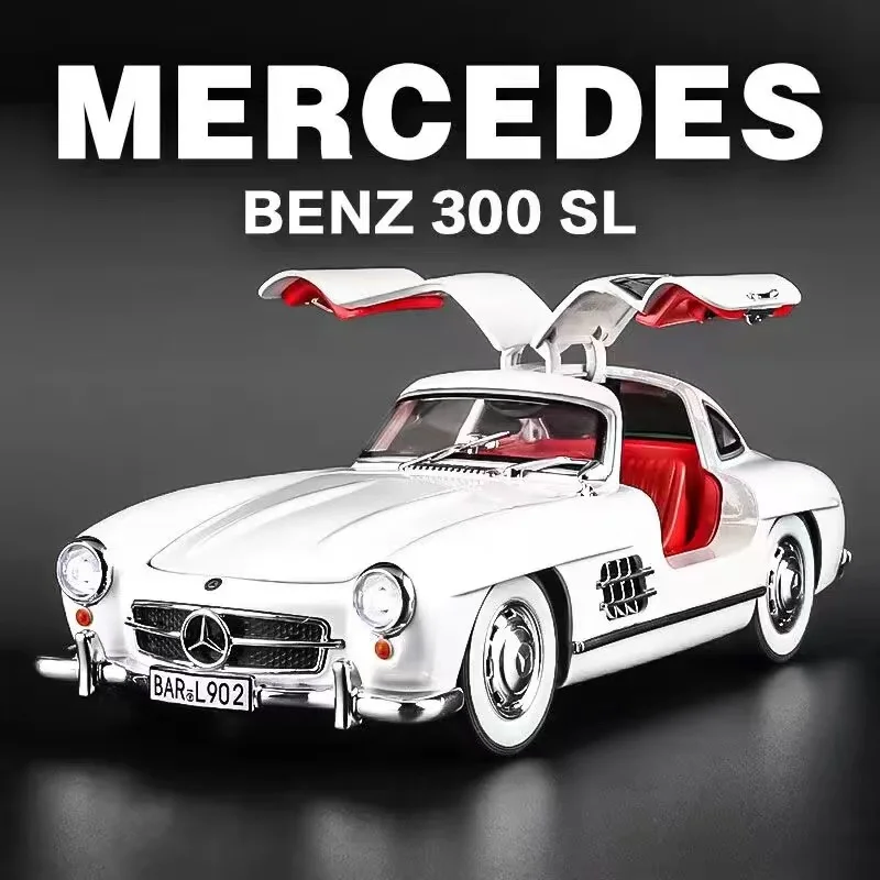 1:32 Benzs 300SL Alloy Car Model Diecasts Metal Classic Vehicles Car Model Sound Light Simulation Collection Childrens Toys Gift