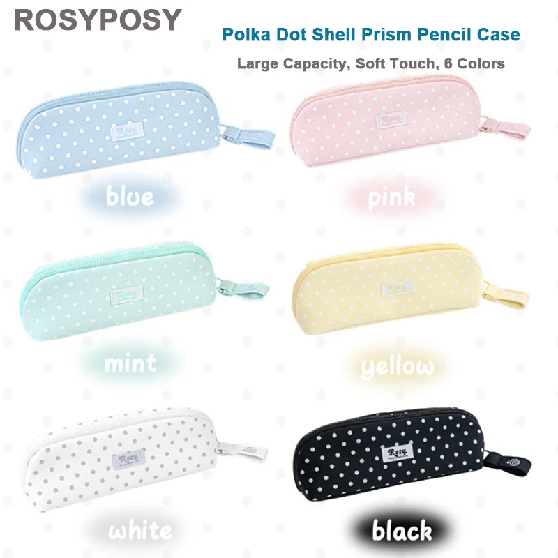 2026 ROSYPOSY Pencil Case Structured Non-Saggy Fabric/Heart Zipper Pull/Large Shell Opening Pen Holder Practical Students Tools