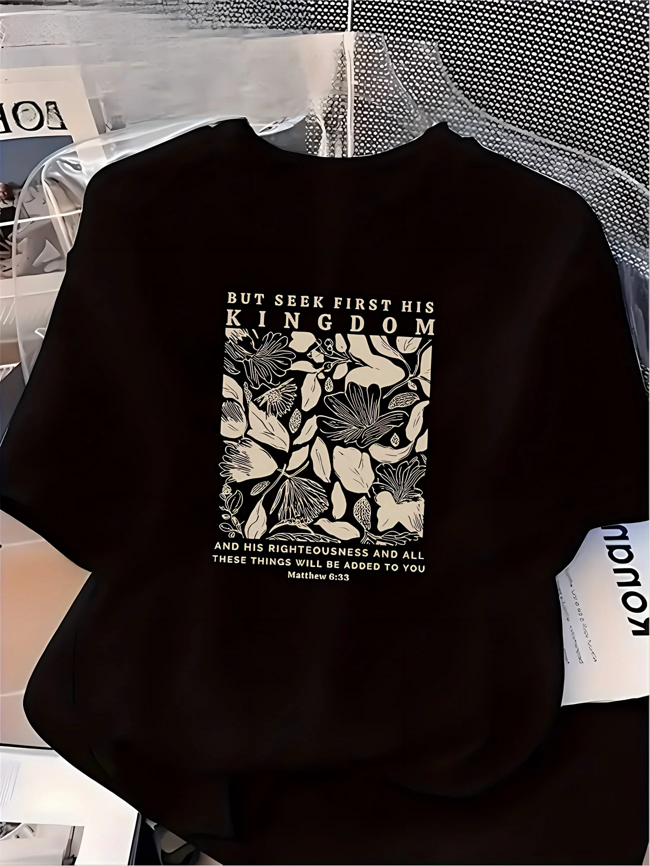 But Seek First His Kingdom Matthew 6:33 T-Shirt Christian Bible Verse Graphic Tee Summer Casual Short Sleeve Faith Inspired Top