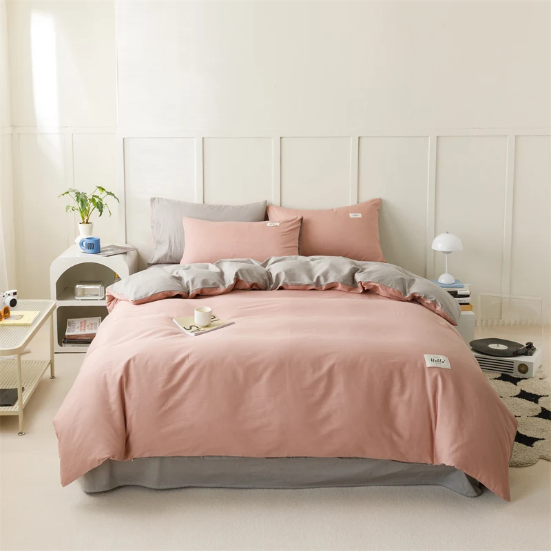 

4PCS simple four-piece set, pure cotton bed sheet quilt cover, single student dormitory bed sheet four-piece set