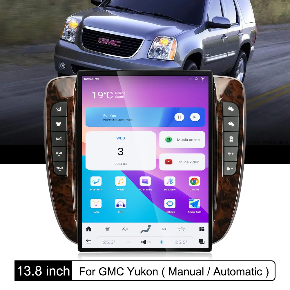 

AUTONTL 13.8'' Screen For GMC YUKON/Chevy Suburban Tahoe 2007-2013 Android Car Radio Carplay GPS Navigation Multimedia Player
