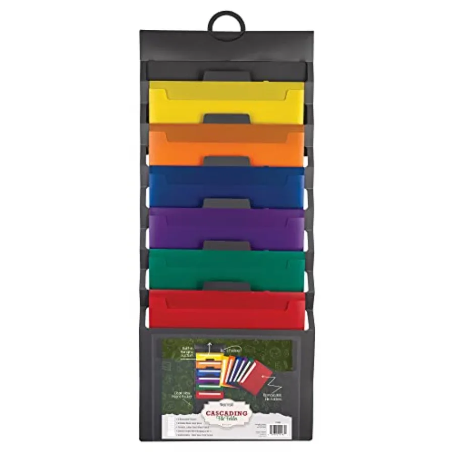 

Cascading Wall File Organizer, Classrom Organization and Storage, 6 Removable Poly Hanging File Folders, Command Center Wall Or