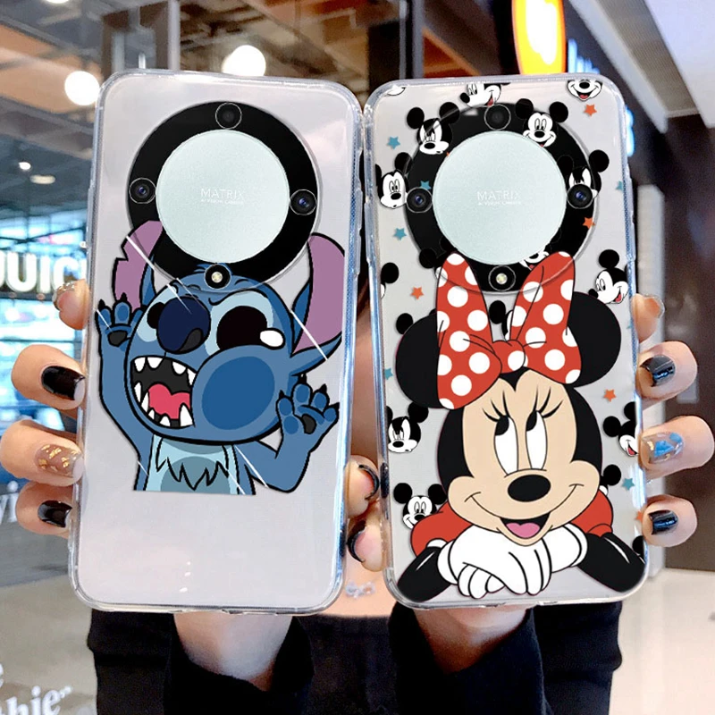 For Honor X9a X9b X30 X9c 50 Lite Magic4 Magic5 Magic6 Lite Phone Case Couple Mickey Minnie Mouse Stitch Transparent Clear Cover