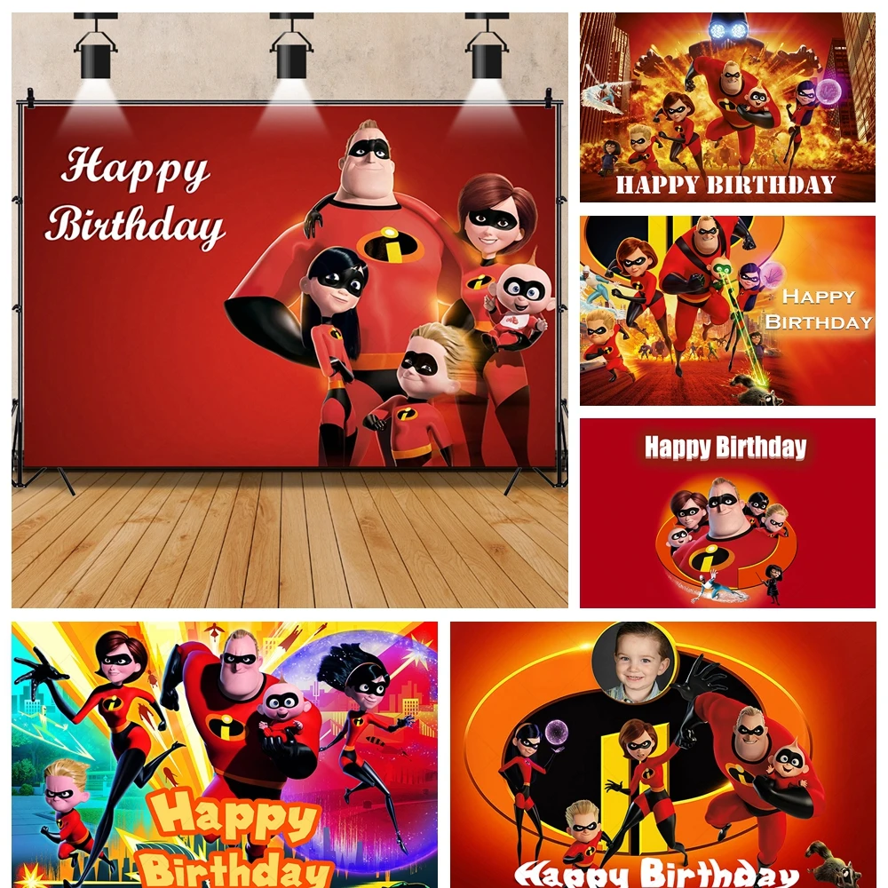 Disney The Incredibles Movie Cartoon Kid Boy Birthday Party banner Backdrop Custom Baby Room Photography Poster Decor Background