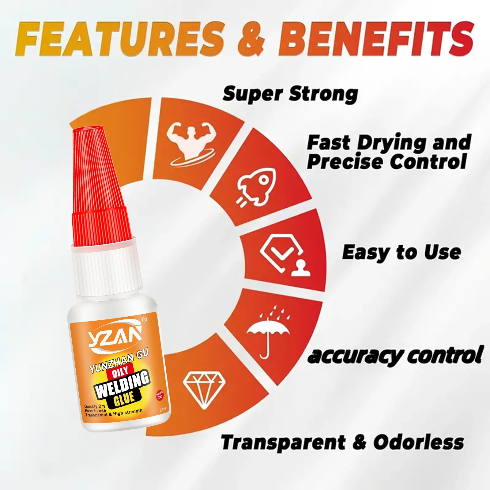 JXVX 50g غراء زيتي عالي القوة لحام فائق جميع الأغراض أداة غراء سائل قوية جدًا 20 جرام - غراء CA شفاف سريع الجفاف. #2