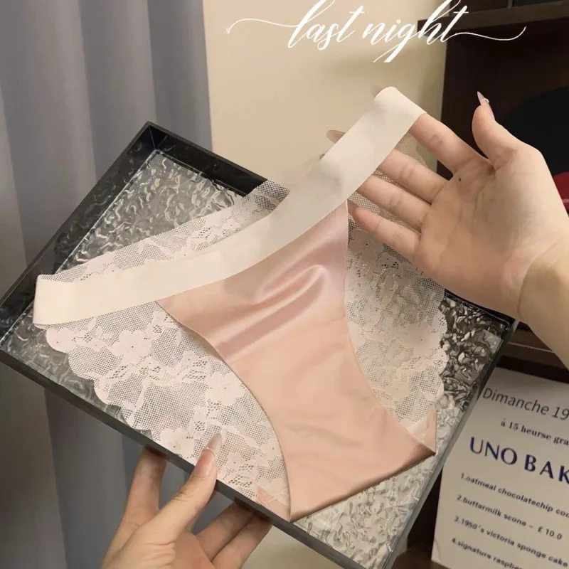 SP&CITY Flower Embroidery Hollow Out Satin Underwear for Women Low Waist Lepard Sexy Panties Thin Cotton Crotch Seamless Briefs