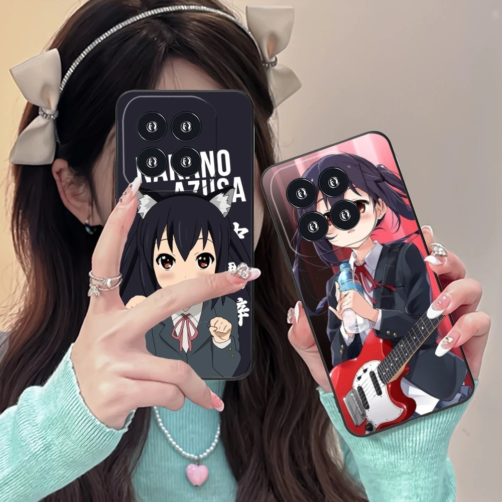 K-ON Nakano Azusa Mobile  Cell Phone Case for Xiaomi 14 13 12 11 10 9 T Ultra Lite Pro S SE X 5G Black Soft Phone Cover Shell