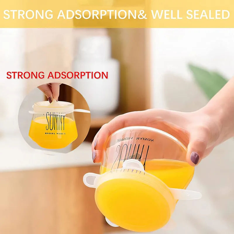 Silicone Stretch Food Covers Kitchen Fresh-keeping Lids Food Caps Elastic Expandable Microwave Airtight Plastic Wrap