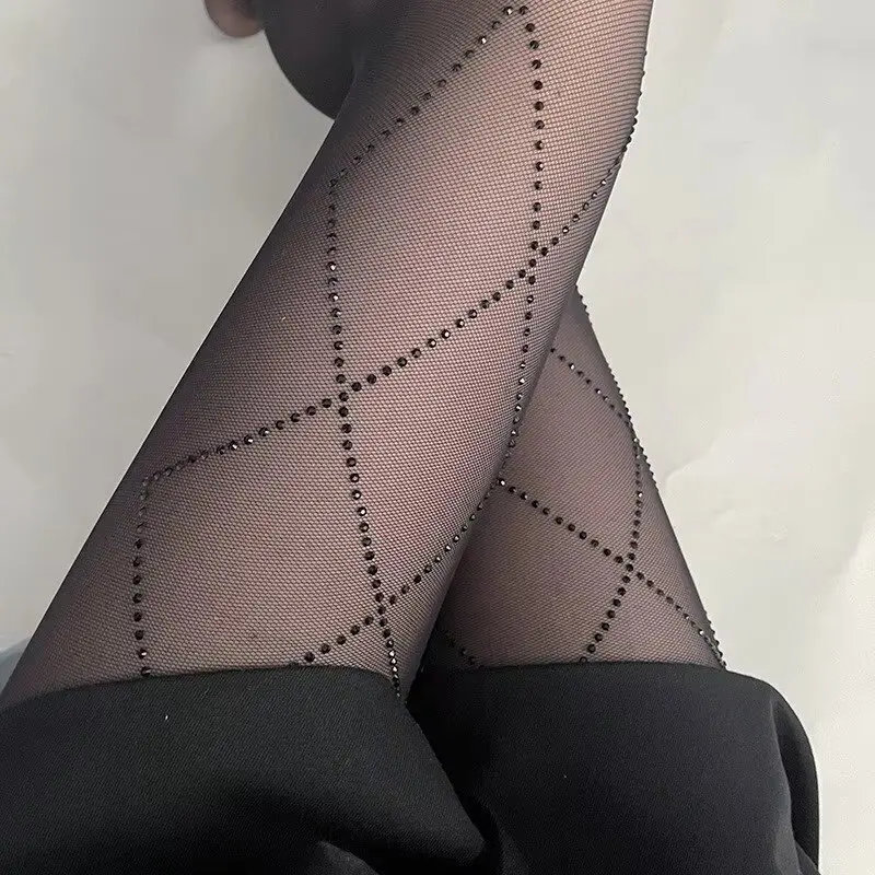 Sexy Body Stockings Lingerie Women Pantyhose Stamping Diamonds High Leggings Stockings Long Tights