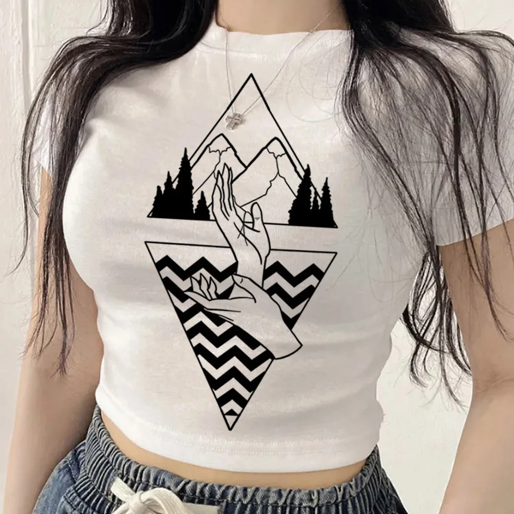 Twin Peaks Ring Owl cropped top teen vintage funny goth 2000s emo shirt clearance sales vintage gothic japan summer