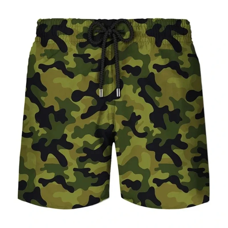 Pantalones cortos con estampado de camuflaje de bosque clásico para hombre, bañadores deportivos de moda, pantalones cortos de playa de viaje