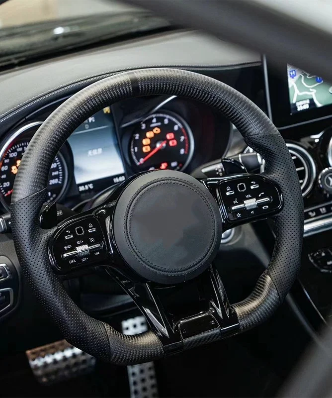 لبنز AMG الأداء W167 W177 W190 W213 W217 W222 مخصص ألياف الكربون عجلة توجيه سيارة