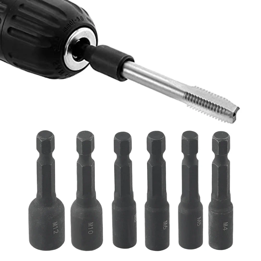

6pcs 4-12mm Reinforced Tap Socket Adapter Holder Extension Rod, 1/4" Hex Shank, 50mm Length, High Wear Resistance