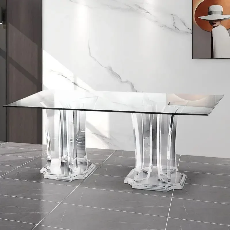 

Modern double base acrylic living room dining room furniture dining table