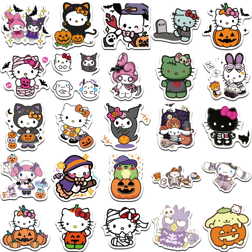 10/30/50szt Halloween Sanrio Anime Naklejki Estetyka Kreskówka Naklejka Dekoracja Scrapbooking Bagaż Laptop Kawaii Naklejka Prezent