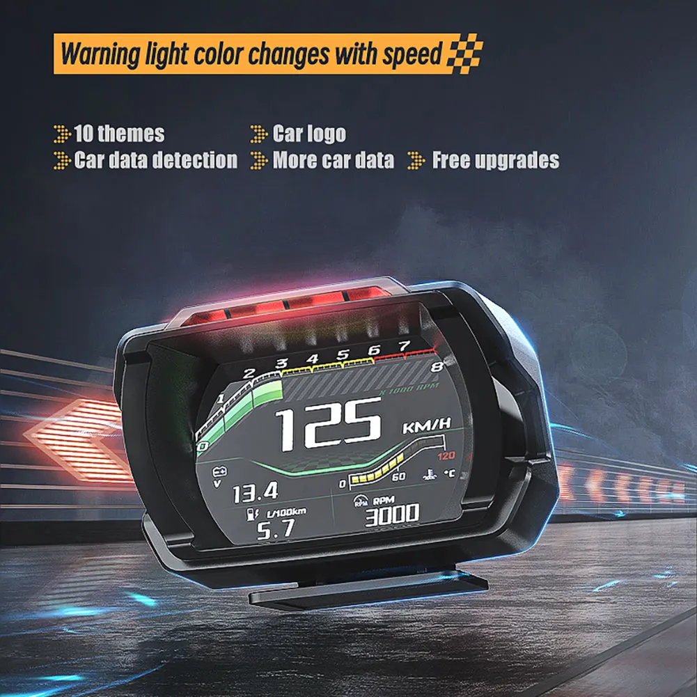 Car Head Up Display Fuel Consumption Digital Speedometer Overspeed Alarm Water Temp Tachometer LCD Display Oil Temperature Gauge