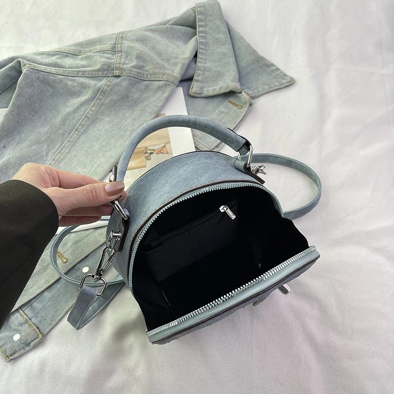 Runde Handtasche Retro Shoudler Taschen für Frauen 2024 Mini kleine Umhängetasche klassische Pu Griff Geldbörse Bolasas runde Einkaufstasche – Detail 25
