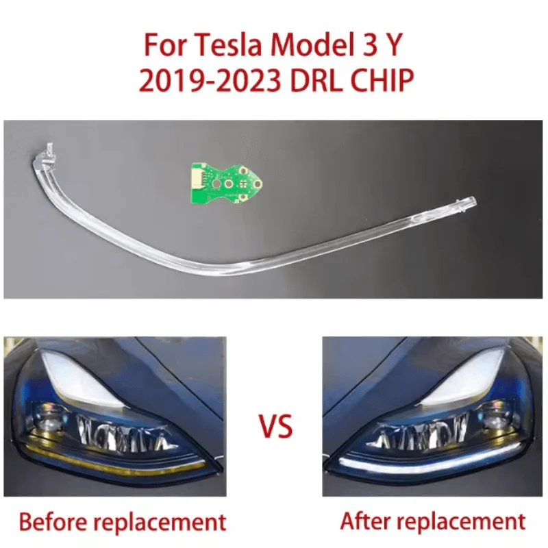 Light Tubes Angel Eyes Chip For Tesla Model 3 Y Lens Edition White Ballast Module 2019-2023 Car Headlight DRL Chip Conduit Strip