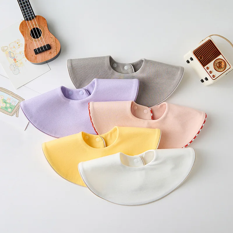 Soft Edging Baby Feeding Drool Bib Cute Infants Double-sided Wearing Solid Saliva Towel Pure Cotton Burp Cloth For Kids Bibs