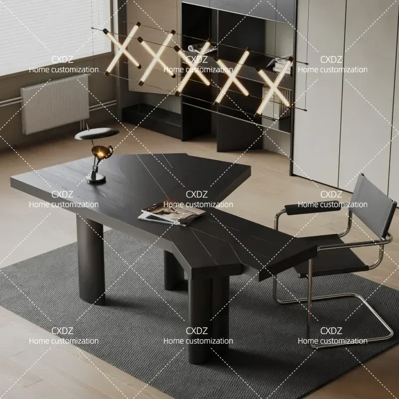 Nordic Black Oak Desk Modern Simple Executive Office Table Creative Manager Workstation for Home and Business Use