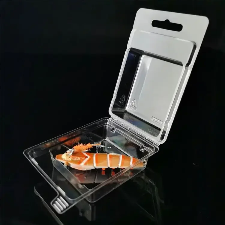 

Ready for ship clear transparent plastic PET clamshell display packaging box for fish tool fish lure fish hook