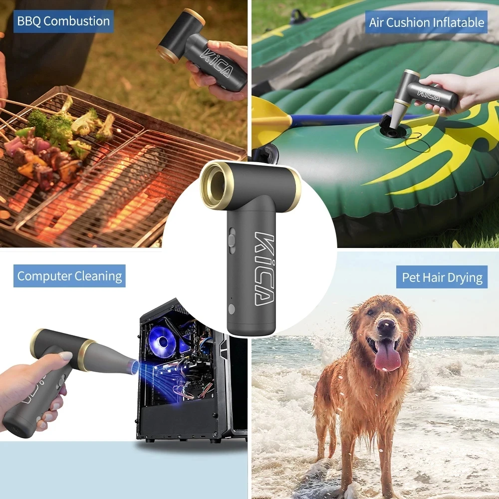 KICA Jetfan 2-Ventilateur turbo électrique portable, dépoussiéreur à air comprimé sans fil aste, nettoyeur pour ordinateur