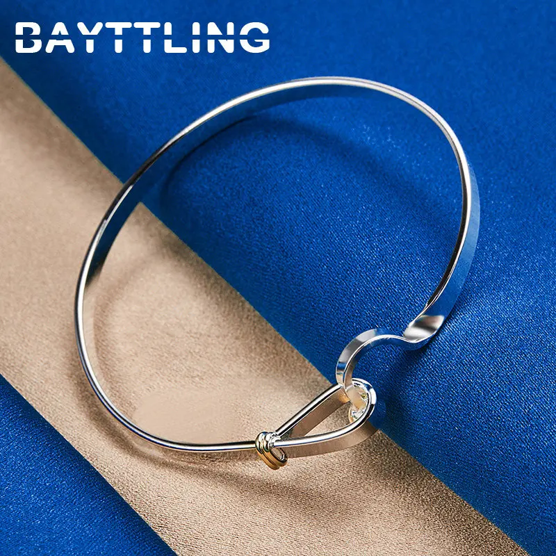 

New 925 Sterling Silver Fashion Charm Bangle Bracelet For Women Wedding Engagement Party Gift Jewelry Accessories