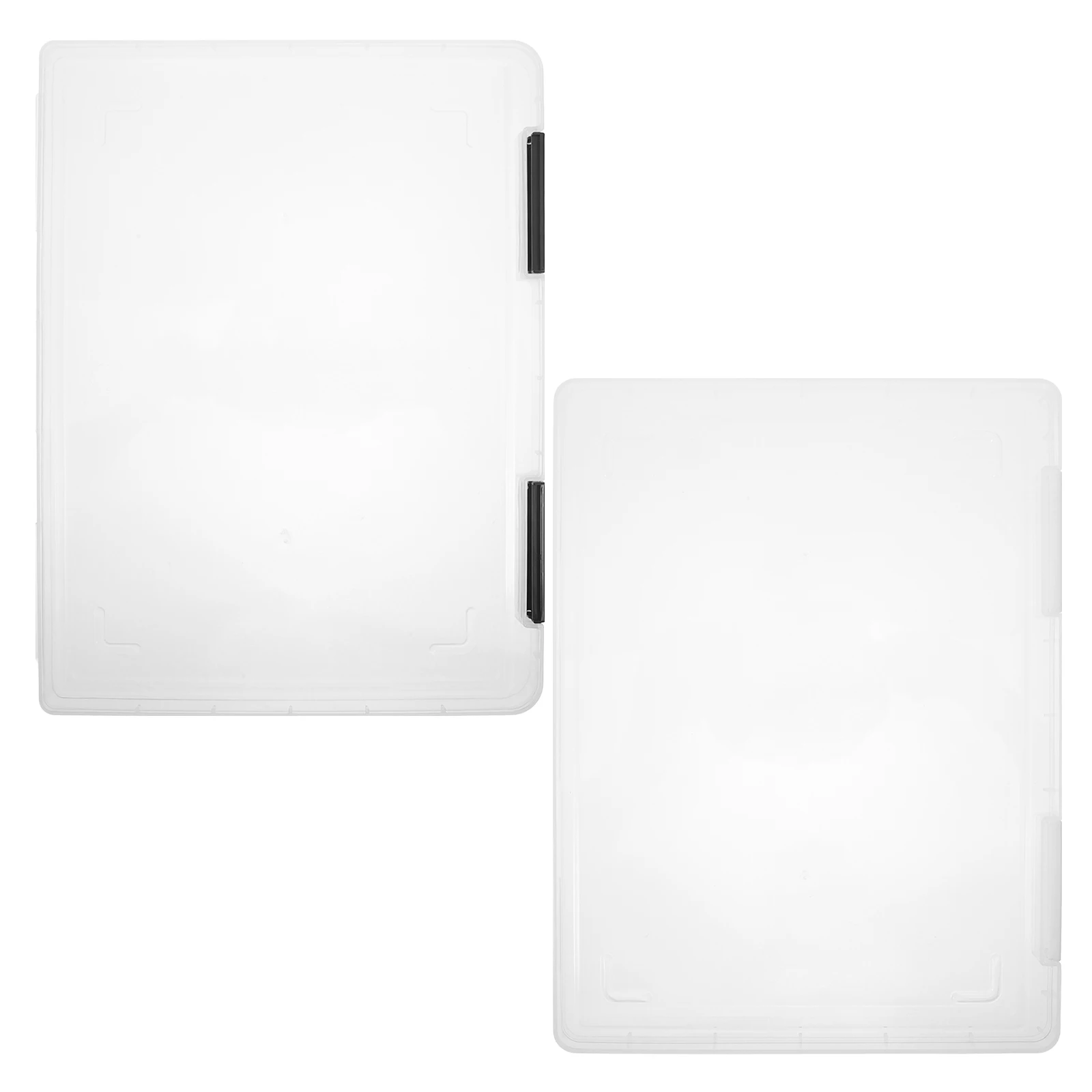 

2pcs Clear Box Plastic Document Organizer Transparent Paper Boxes Portable File Folder Exam Paper Storage Box File Storage Cases