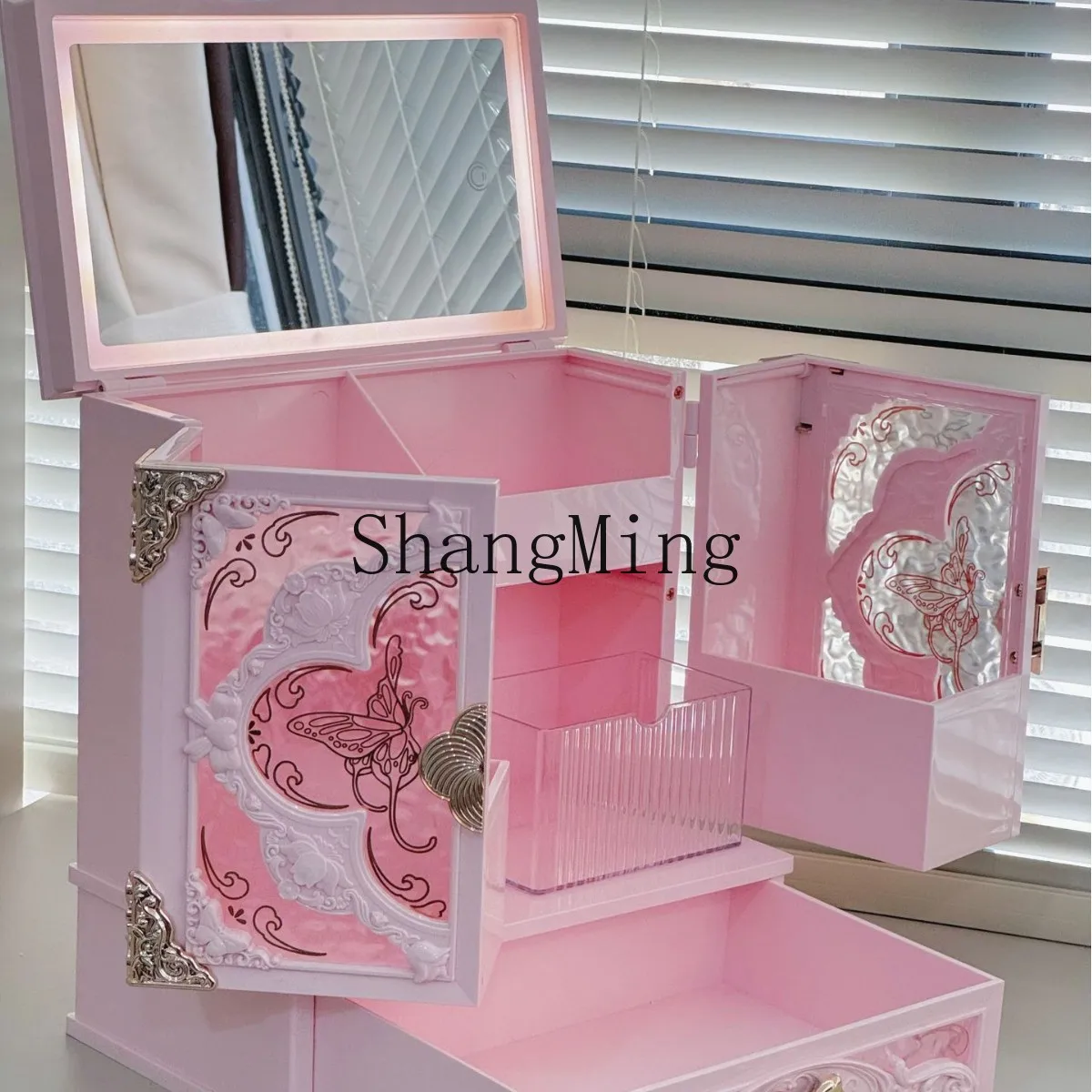 

CL acrylic makeup large-capacity storage box three-color beauty mirror for girls, friends and girlfriends