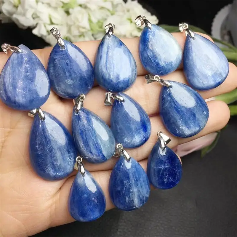 S925 Natural Kyanite Teardrop Pendant For Woman Lady Men Love Healing Gift Wealth Crystal Beads Clear Gemstone Jewelry