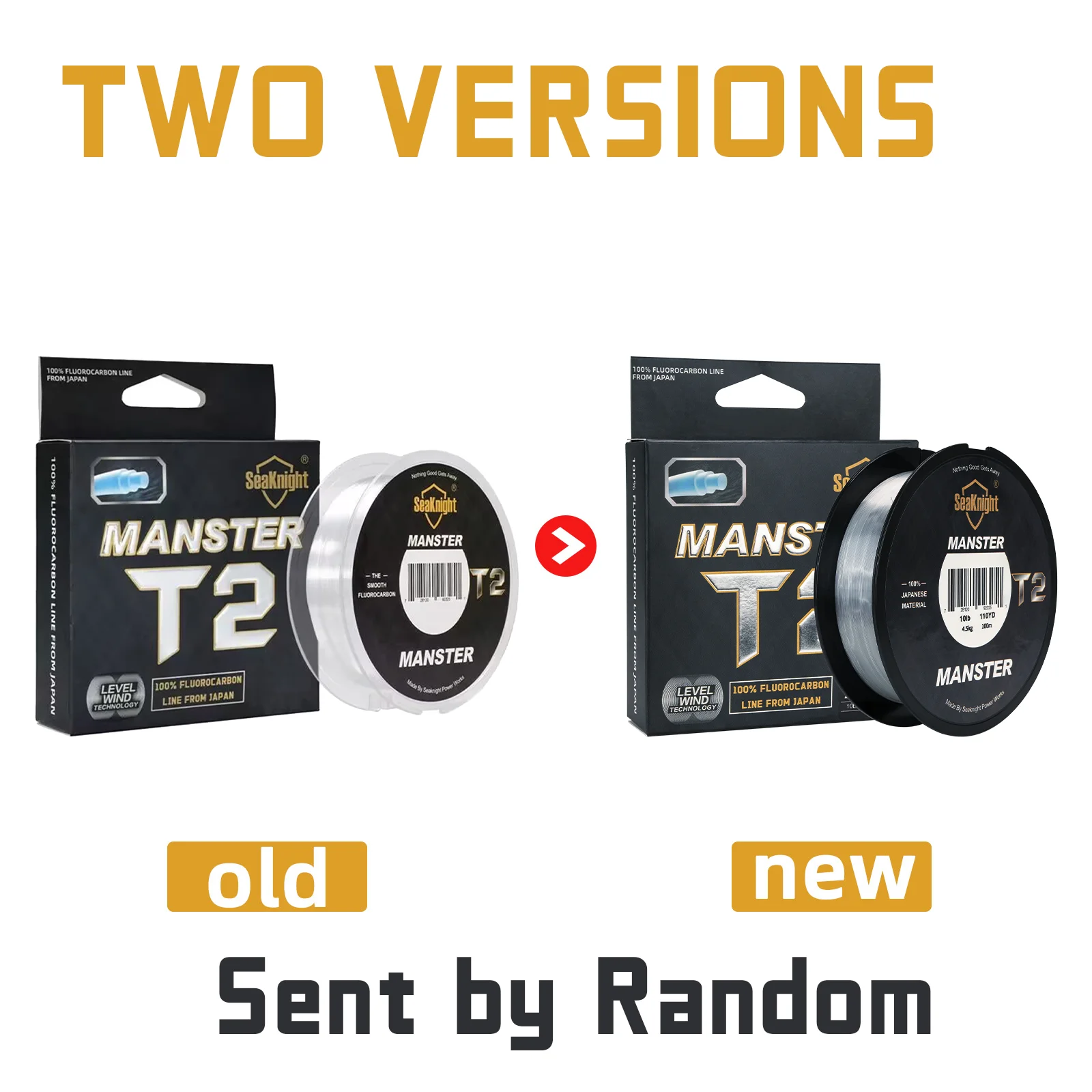 SeaKnight Brand MANSTER T2 Series 100% Fluorocarbon Fishing Line 100M, Carbon Fiber Line 3-35LB Upgrade Sinking Line Sea Fishing