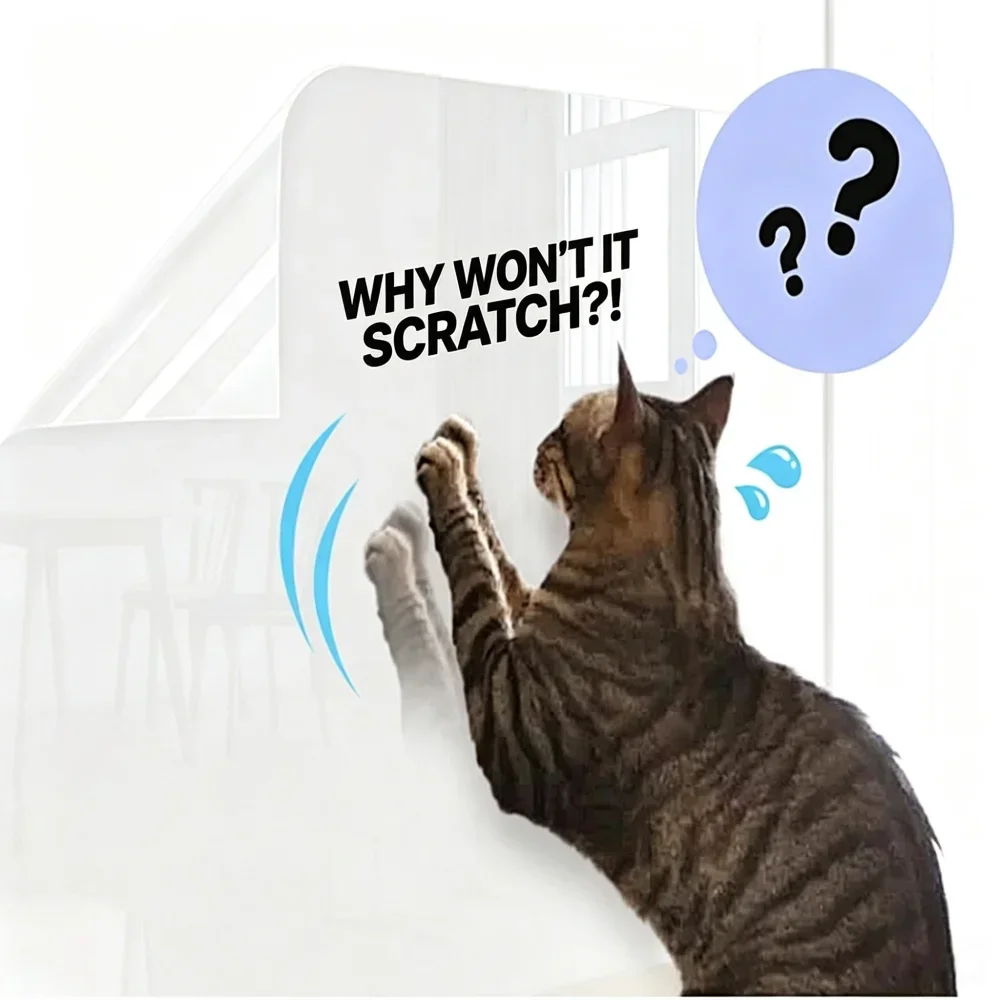 1 Roll 2/3/5m Self-Adhesive Transparent Cat Scratch Protective Film, Anti-Scratch Tape for Furniture Sofa Wall Door Protection