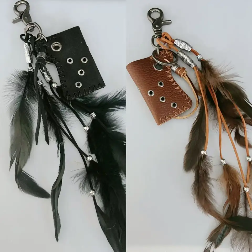 Original Mid-Century KMRII Style Feather Pendant Lighter Bag Chain