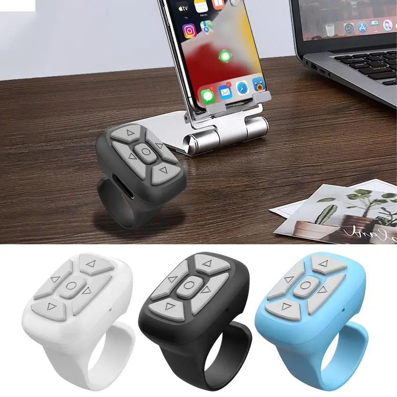 Mobile Phone Blue tooth Remote Control For Tik-Tok Ring Fingertip Selfie Video Controller Automatic Page Turner Browsing