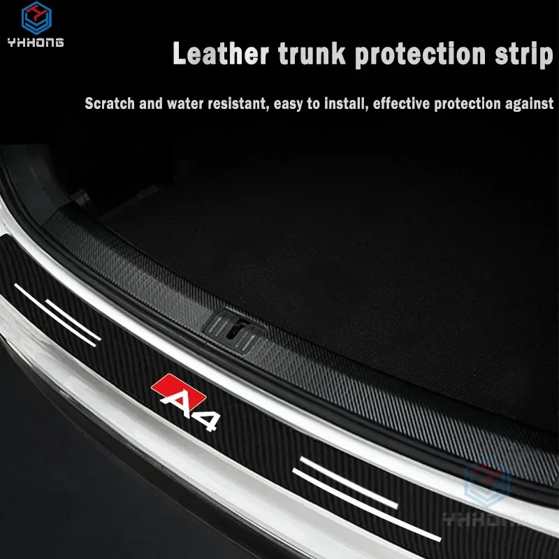 

Carbon Door Sill Car Rear Trunk Bumper Guard Plate Protector Sticker for Audi A4 B8 8KH B9 8WH Logo Anti-Scratch Decal