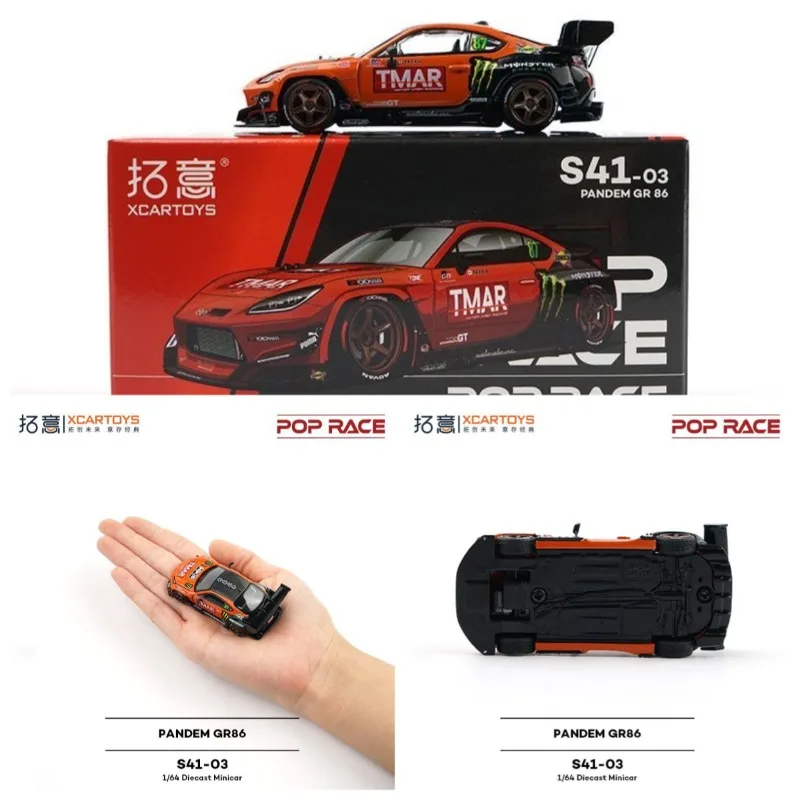 Xcartoys POPRACE 1/64 Toyota GR86 Pandem Widebody Racing Livery Alloy Diecast Collectible Miniature Vehicle