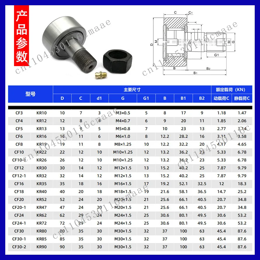 Bolt roller bearing KR12 KR13 KR16 KR19 KR22 KR26 KR30 Cam follower KR32