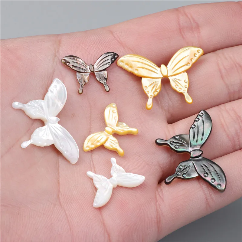 Butterfly Carved Shell Beads Natural Mother of Pearl Charm Bead For Earrings Bracelet Neckalce Jewelry DIY AccessorIes Wholesale