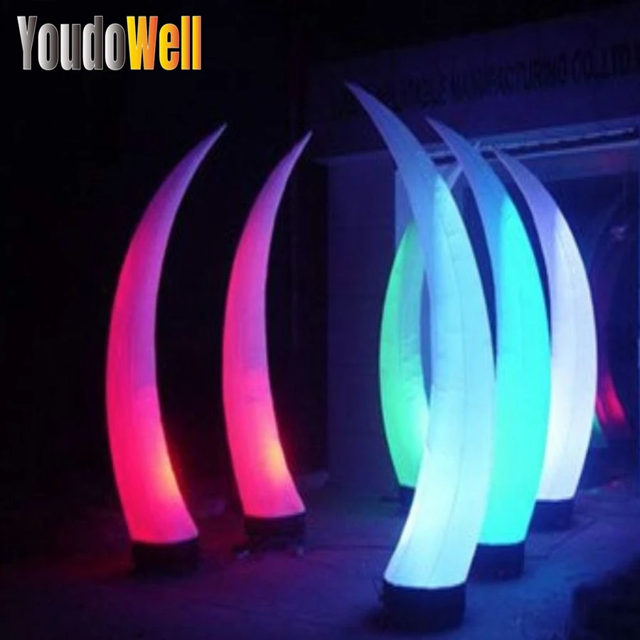 2.5m Inflatable Curved Cone High Straight Column with Color Variable LED Lights Suitable for Event Decoration