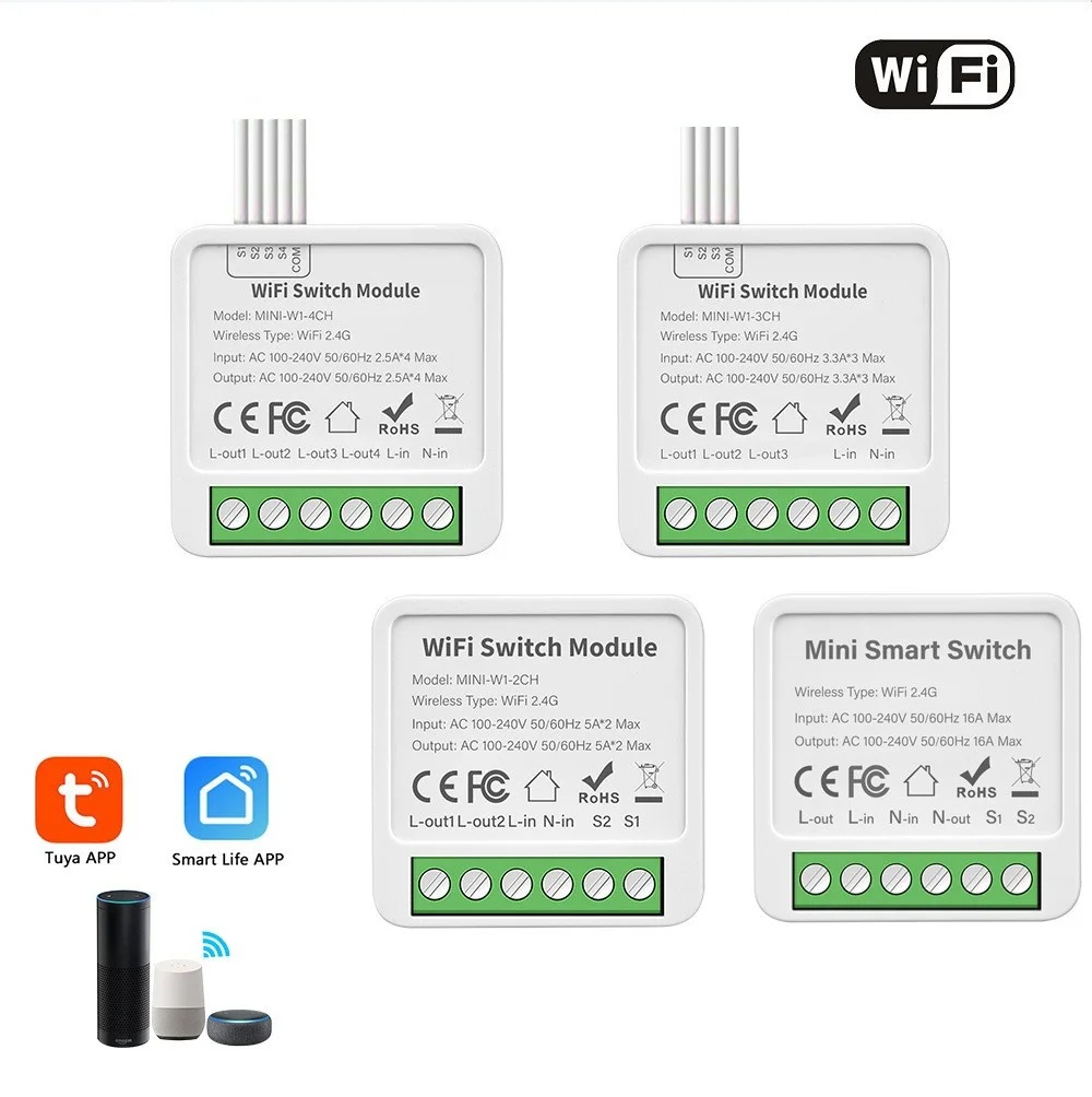 Tuya Wifi/Zigbee لتقوم بها بنفسك مفاتيح الإضاءة 16A مفتاح ذكي صغير 1/2/3/4 عصابة دعم 2-way التحكم الحياة الذكية أليكسا جوجل المنزل ياندكس