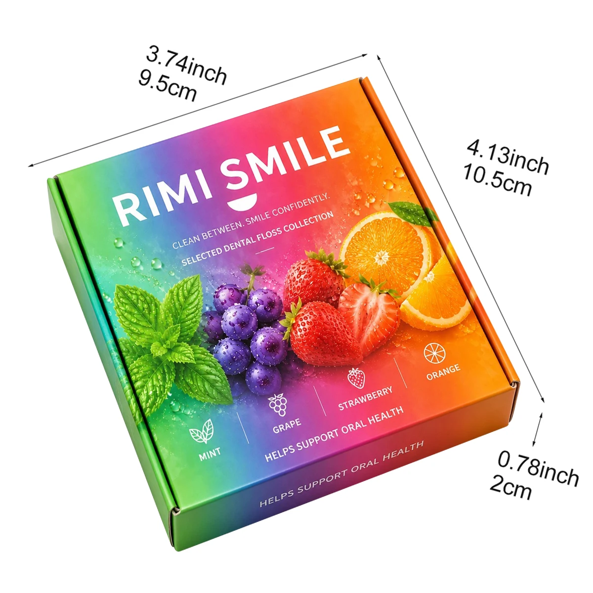 Fruit Flavored Dental Floss Roll Gift Pack, 4 Pack Strawberry Orange Grape Mint, 50M/YD Portable Box for Home Travel Teeth Clean