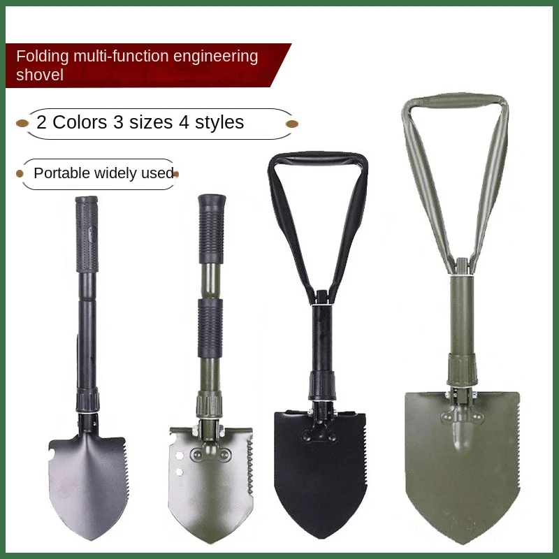 Multifunctional engineer shovel folding portable emergency rescue fishing flower shovel outdoor field Adventure equipment