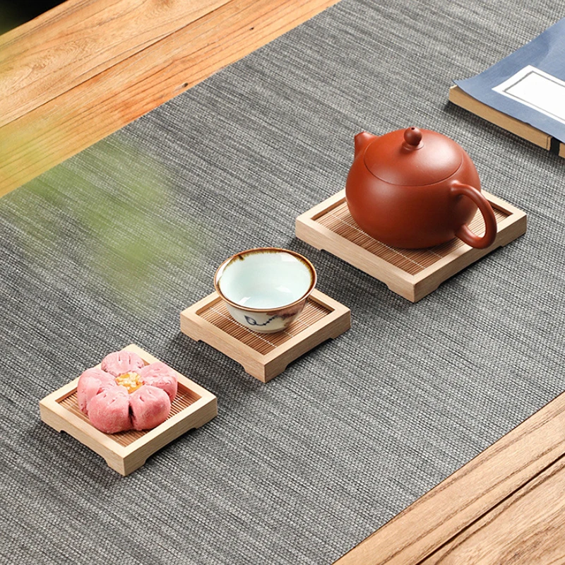 Bamboo Square Tea Coaster Heat - Desktop Organizer Bamboo 评论和价格
