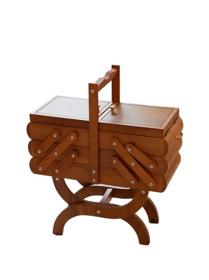 Vintage jewelry cabinet, hand-helhousehold needle and thread storage box, solid wood medicine cabinet